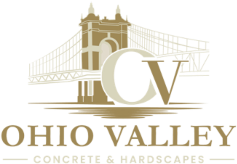 Ohio Valley Concrete & Hardscapes — gold Roebling bridge logo